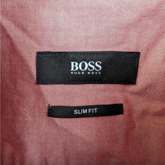 Boss Hugo Boss Men’s Slim Fit Red Button Down Long Sleeve- Size 41/16 - Picture 3 of 6